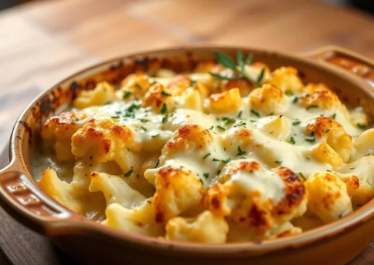 Couve-Flor Gratinada com Molho Cremoso de Alho